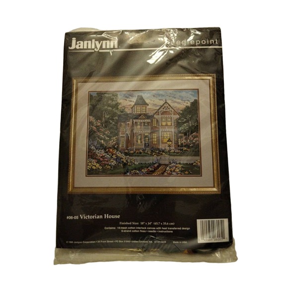 1995 Janlynn cross stitch kit Victorian House # 06-05 18"X 14" - Picture 1 of 4